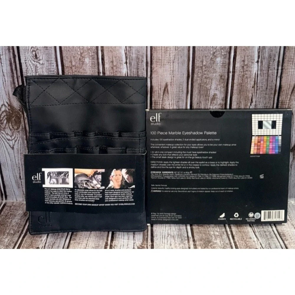 e.l.f. 100 Piece Eyeshadow Palette + Makeup Artist Makeup Brush Belt Bundle NEW!